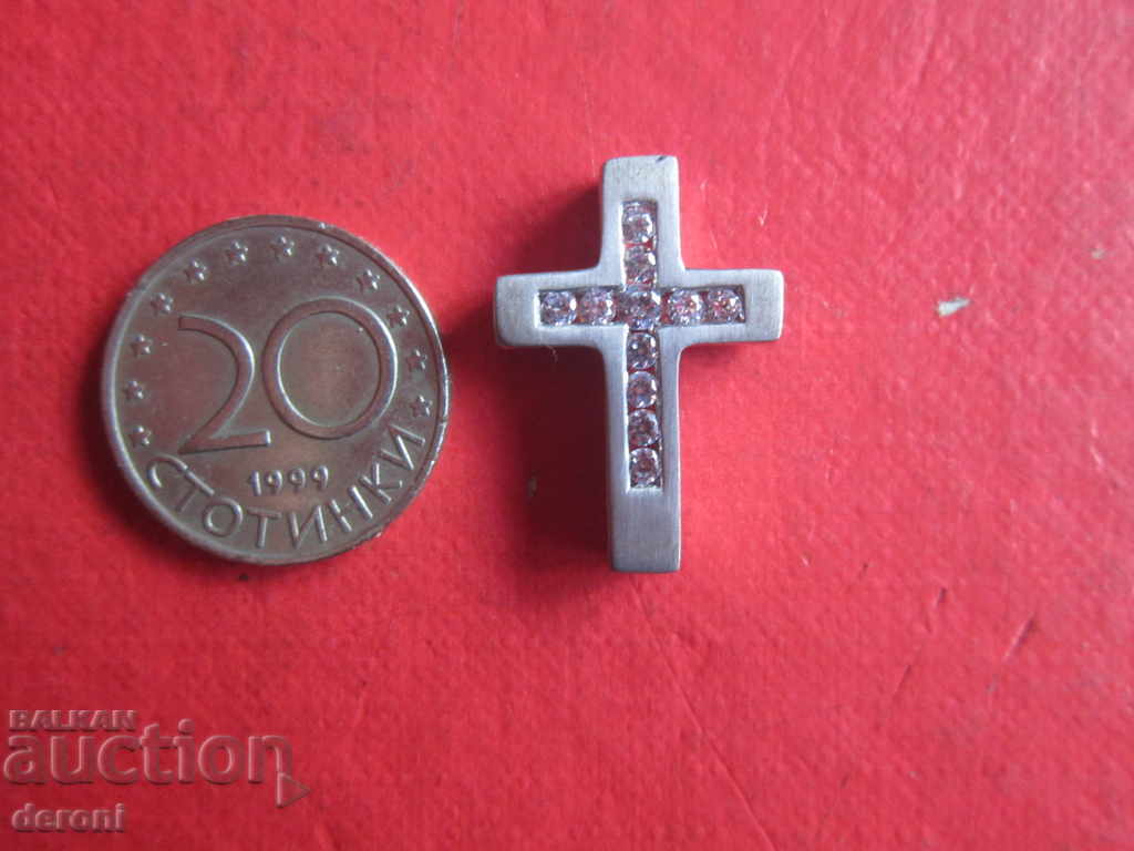 Сребърен  медальон кръст с камъни 925 3