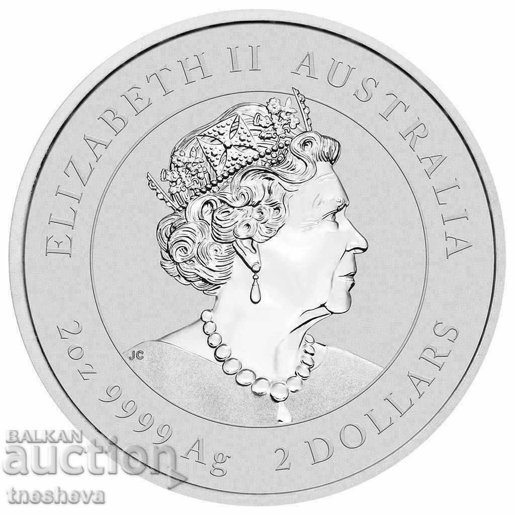 2 UNCI SILVER 2022 AUSTRALIA TIGER III SERIA-NOU cu preț 420.00 BGN | € 214.74 2 UNCI SILVER 2022 AUSTRALIA TIGER III SERIA-NOU cu preț 420.00 BGN | € 214.74