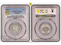 1 Lev 1910 Regatul Bulgariei - AU58 pe PCGS