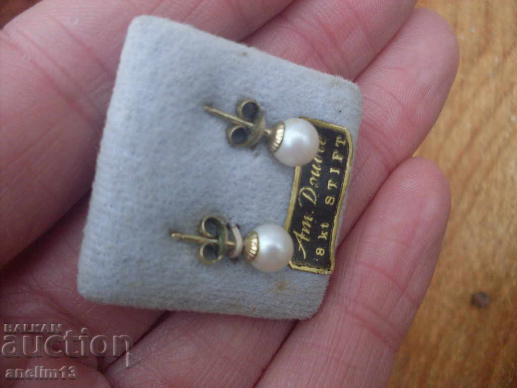 OLD GOLDEN EARRINGS WITH PEARLS - 5