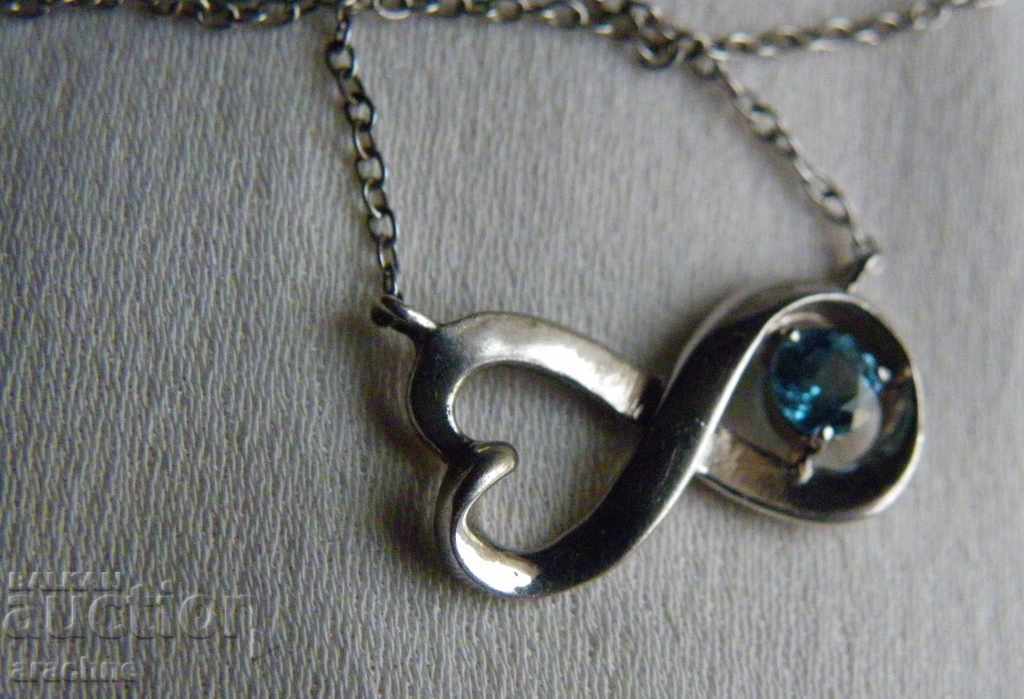 American silver necklace with "Yoga sapphire" with price 75.00 BGN | € 38.35