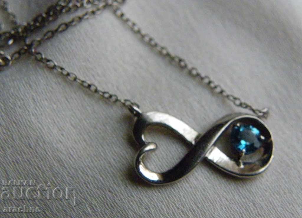 American silver necklace with "Yoga sapphire" - 5