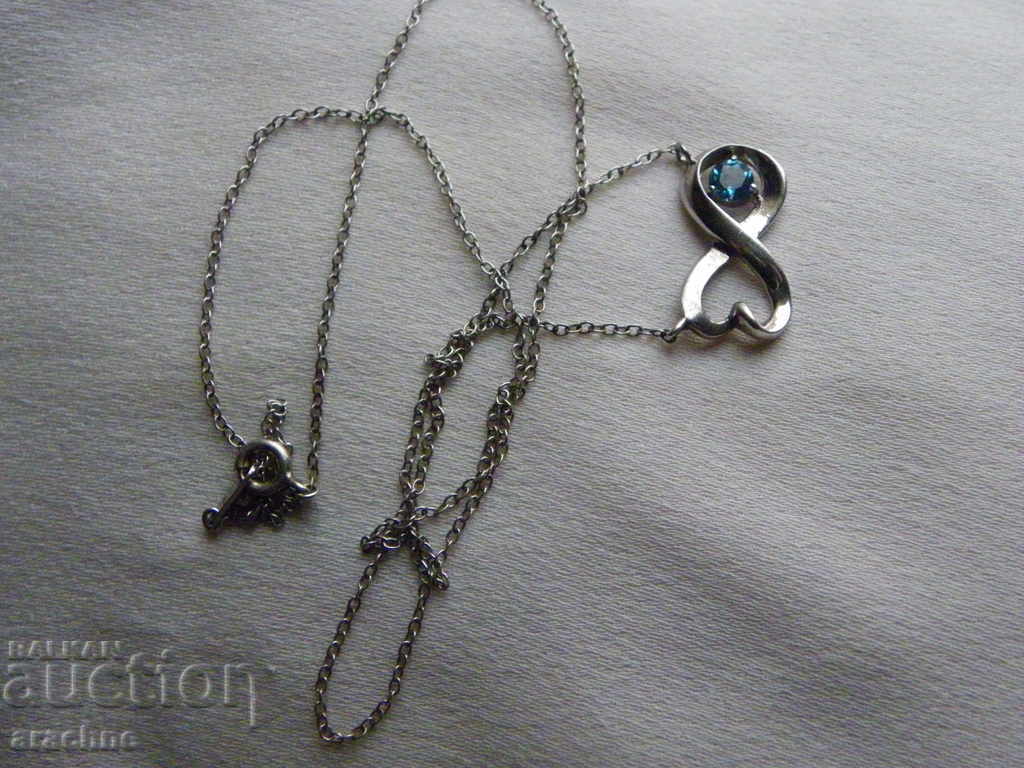 American silver necklace with "Yoga sapphire" - 6