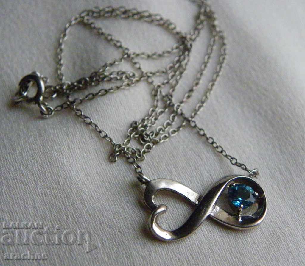 American silver necklace with "Yoga sapphire"