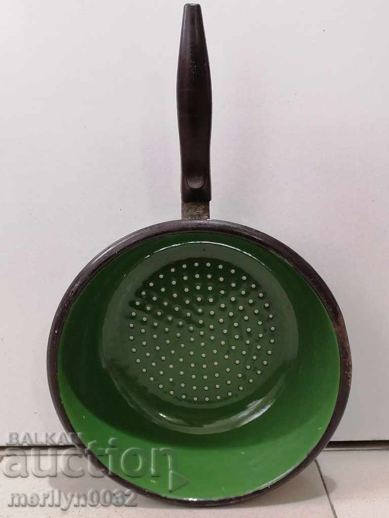 Enameled colander court enamel early socialist 70s PRC - 7 Enameled colander court enamel early socialist 70s PRC - 7