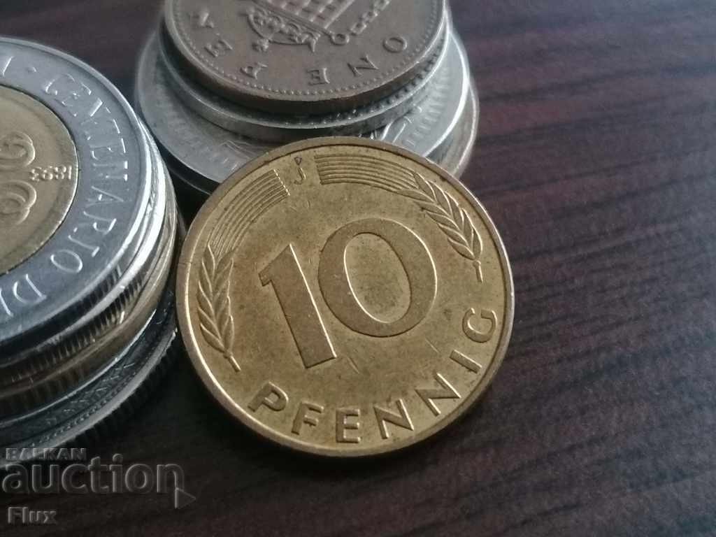 Монета - Германия - 10 пфенига | 1993г.; серия J