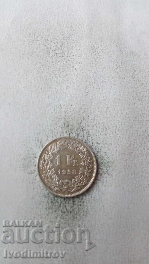 Switzerland 1 franc 1958 Silver
