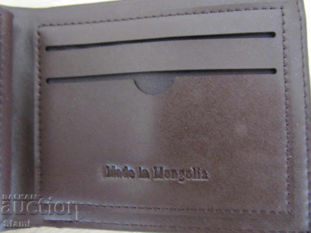 Auction Men's wallet made of genuine leather-brown, new, Mongolia Auction Men's wallet made of genuine leather-brown, new, Mongolia