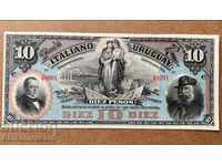 Uruguay El Banco Italiano 10 πέσος 1887 Pick S212r Ref 48991