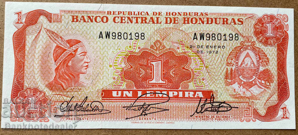Honduras 1 Lempira 1972 Pick 55b Ref 0198 Unc