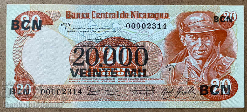 Nicaragua 20000 Cordobas pe 20 1987 Ref 00002314 Număr scăzut