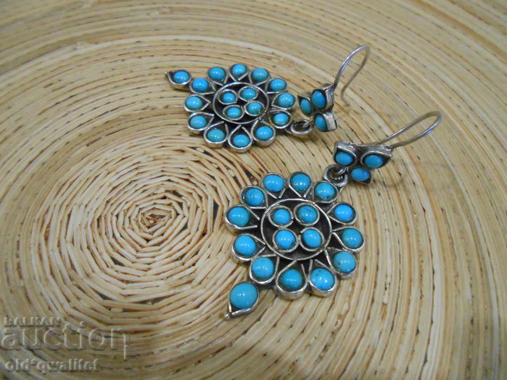 Beautiful long silver earrings, Silver 925 and blue stones - 6 Beautiful long silver earrings, Silver 925 and blue stones - 6