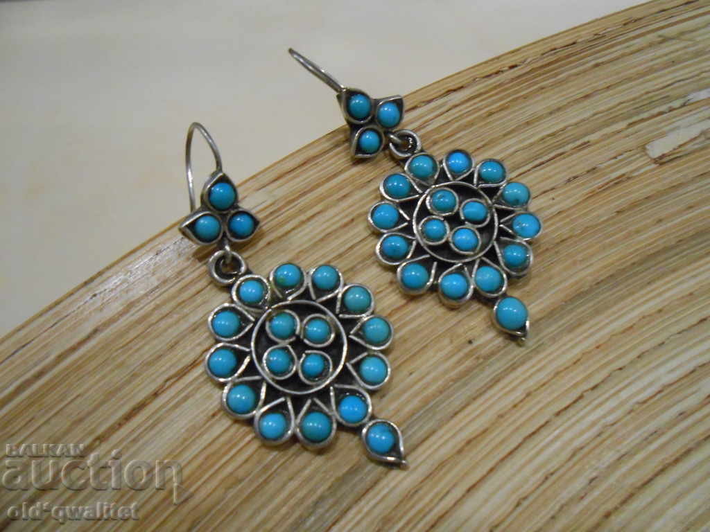 Beautiful long silver earrings, Silver 925 and blue stones - 7 Beautiful long silver earrings, Silver 925 and blue stones - 7