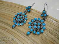 Lovely long silver earrings, 925 Silver and blue stones