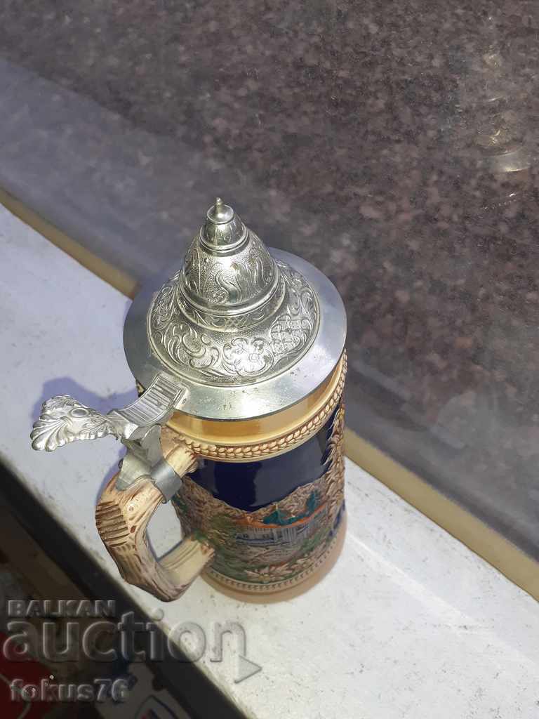 Auction GERZ Germany Large collectible German mug with lid Auction GERZ Germany Large collectible German mug with lid