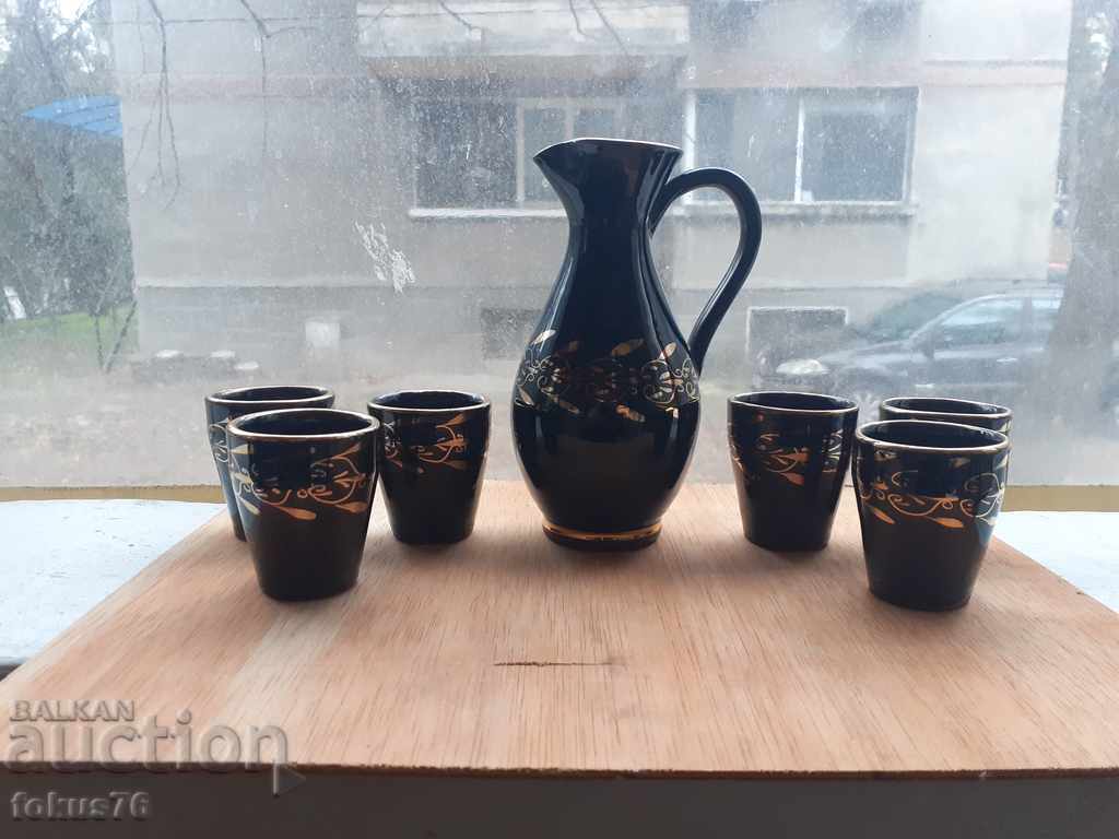 Service for heated brandy glazed Trojan ceramics gilt with price 39.00 BGN | € 19.94 Service for heated brandy glazed Trojan ceramics gilt with price 39.00 BGN | € 19.94