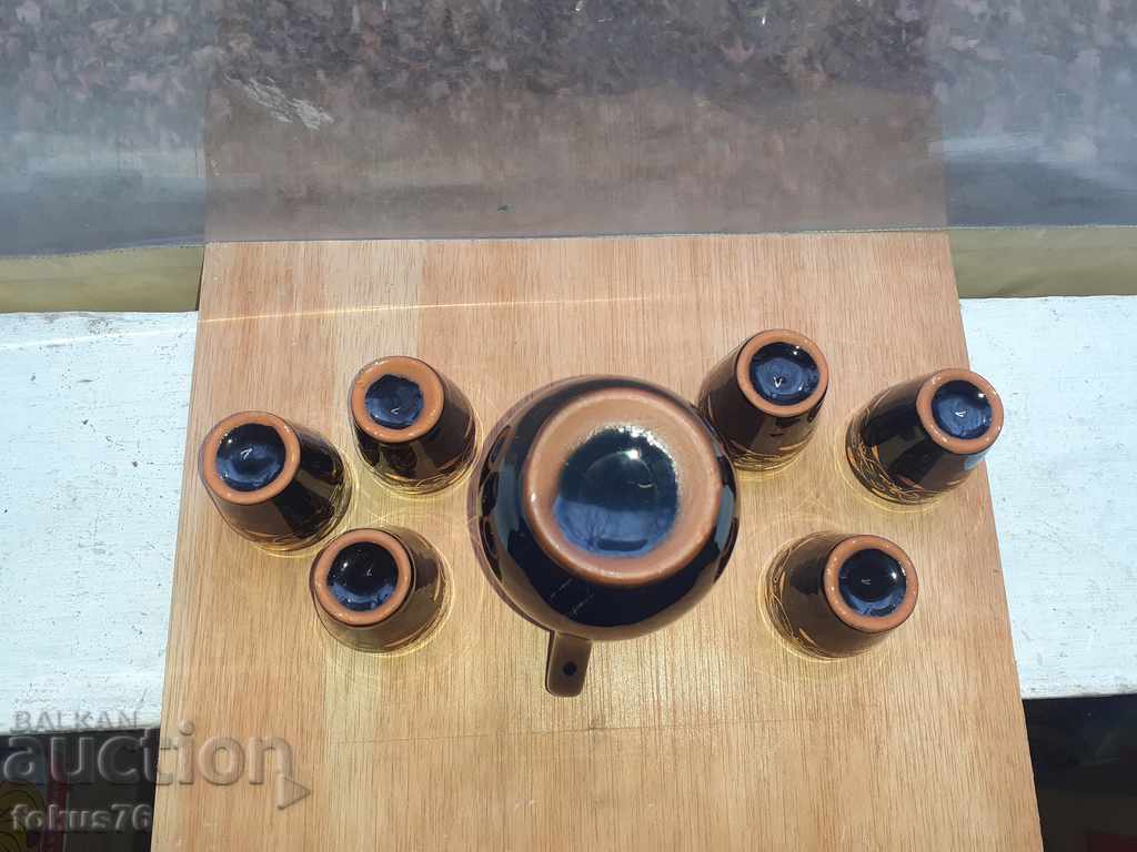 Service for heated brandy glazed Trojan ceramics gilt - 5 Service for heated brandy glazed Trojan ceramics gilt - 5