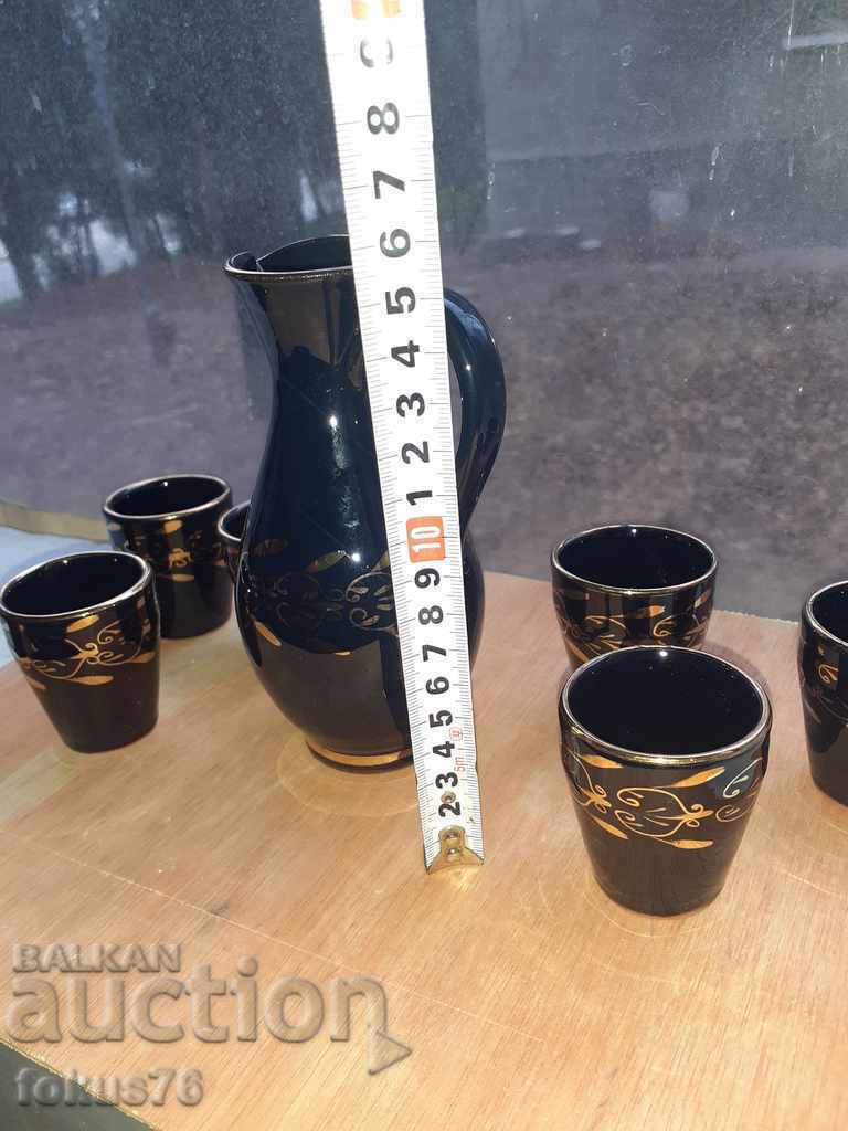 Service for heated brandy glazed Trojan ceramics gilt - 6 Service for heated brandy glazed Trojan ceramics gilt - 6