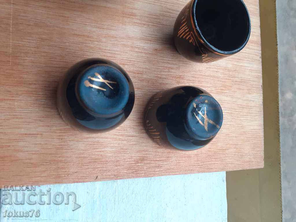 Service for heated brandy glazed Trojan ceramics gilt - 5 Service for heated brandy glazed Trojan ceramics gilt - 5