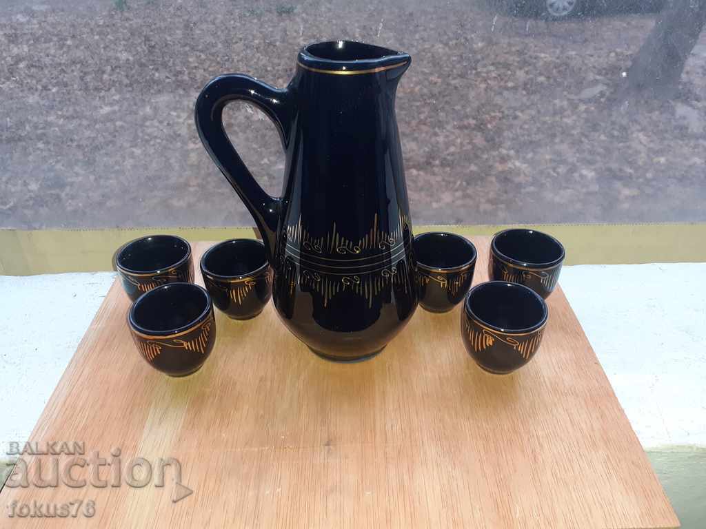 Service for heated brandy glazed Trojan ceramics gilt - 6 Service for heated brandy glazed Trojan ceramics gilt - 6