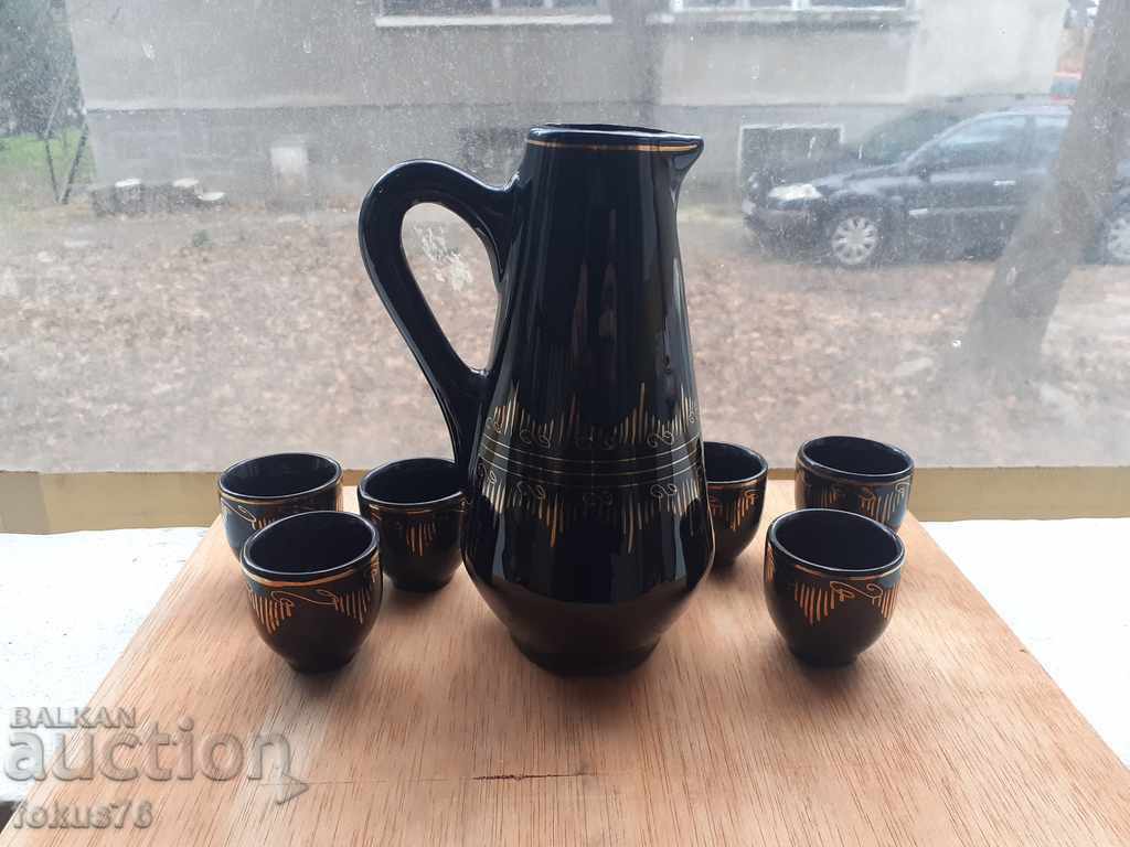 Service for heated brandy glazed Trojan ceramics gilt Service for heated brandy glazed Trojan ceramics gilt