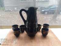 Service for heated brandy glazed Trojan ceramics gilt