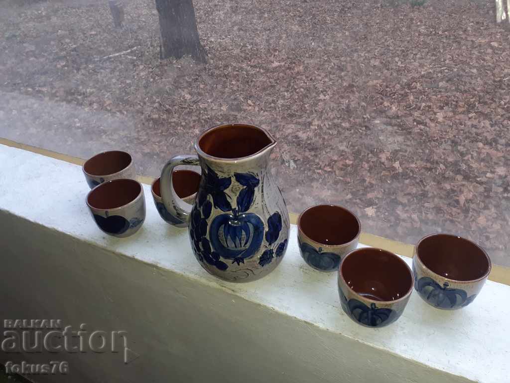 Wine set German glazed ceramics with price 240.00 BGN | € 122.71 Wine set German glazed ceramics with price 240.00 BGN | € 122.71