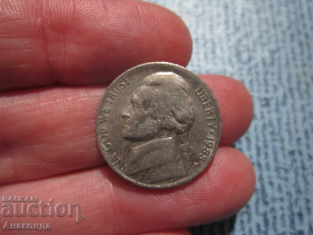 1988 год САЩ - 5 цента буква - P