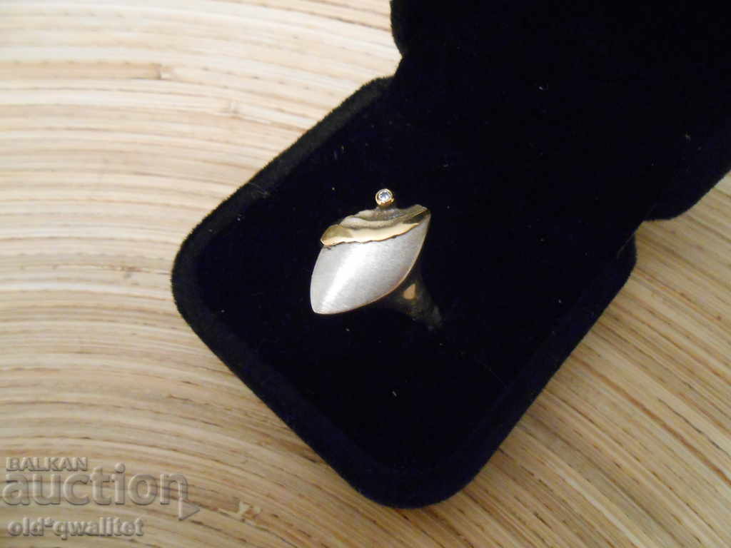 Изискан дизайнерски сребърен пръстен Диамант Сребро 925 + AU