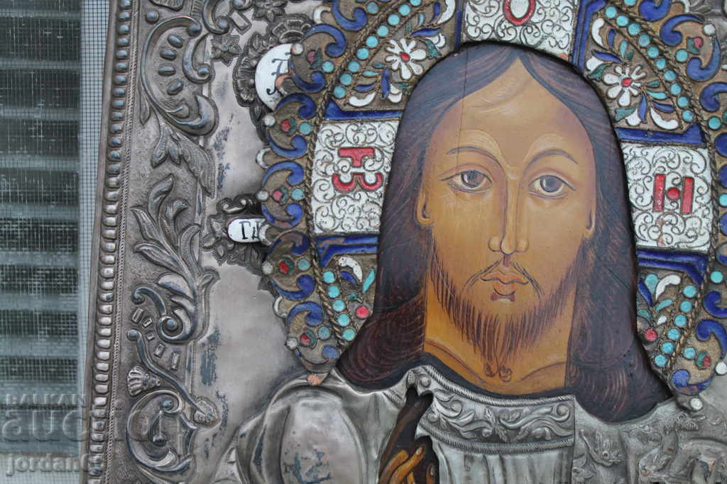Auction  Russian icon-tempera / enamel silver plated
