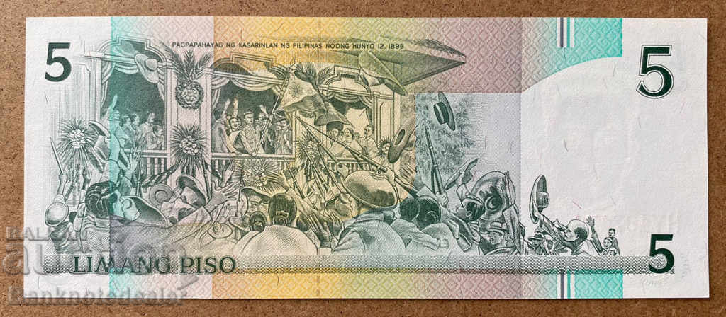 Philippines 5 piso 1995 Pick 180 Ref 7172 with price 7.00 BGN | € 3.58 Philippines 5 piso 1995 Pick 180 Ref 7172 with price 7.00 BGN | € 3.58