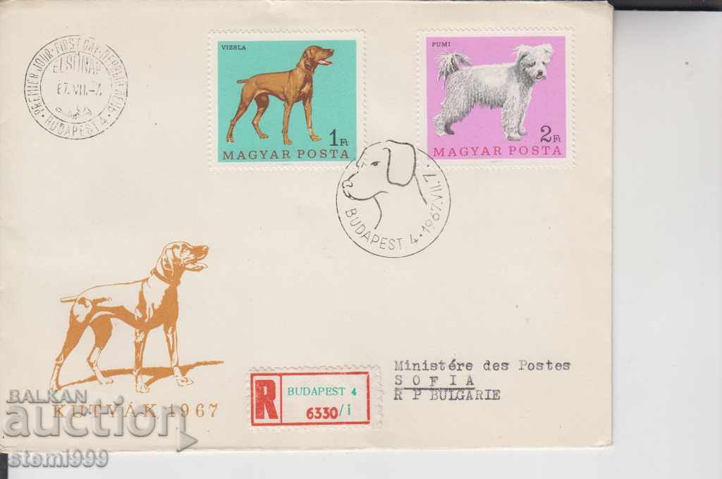 Първодневен Пощенски плик Кучета Препоръчана поща