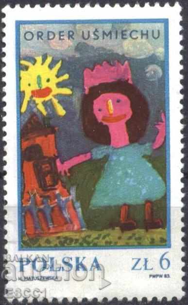 Pure brand Children's drawing Order of the Smile 1983 from Poland