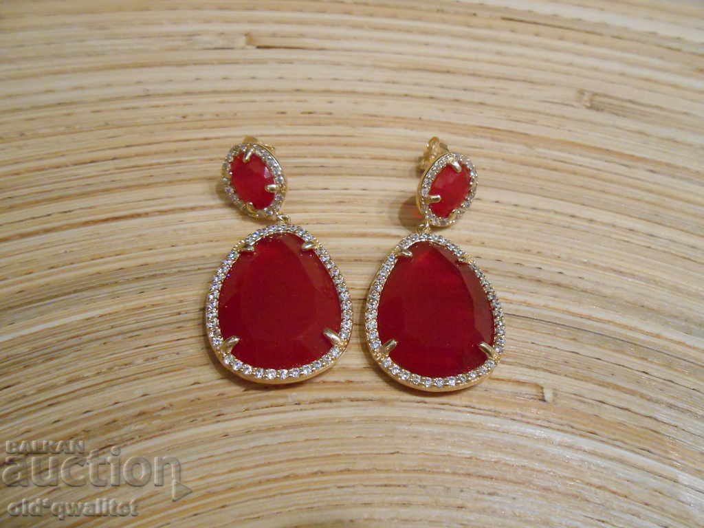 Licitație Cercei lungi din argint cu placare cu aur, Argint 925