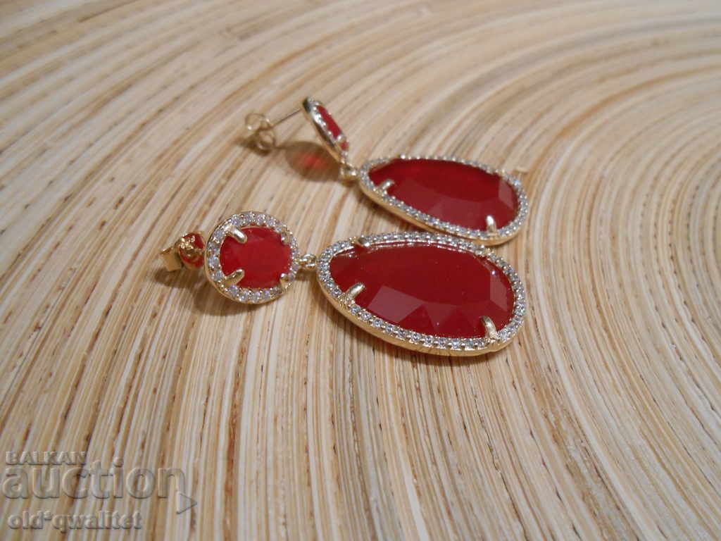 Cercei lungi din argint cu placare cu aur, Argint 925 - 5