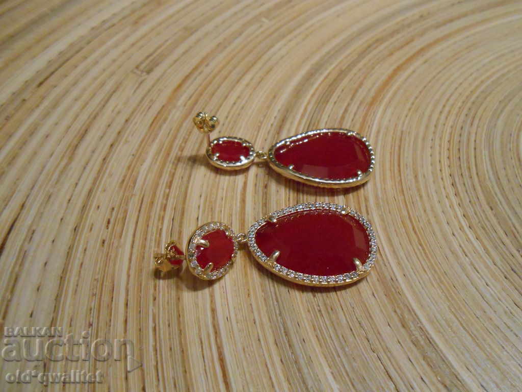 Cercei lungi din argint cu placare cu aur, Argint 925 - 6