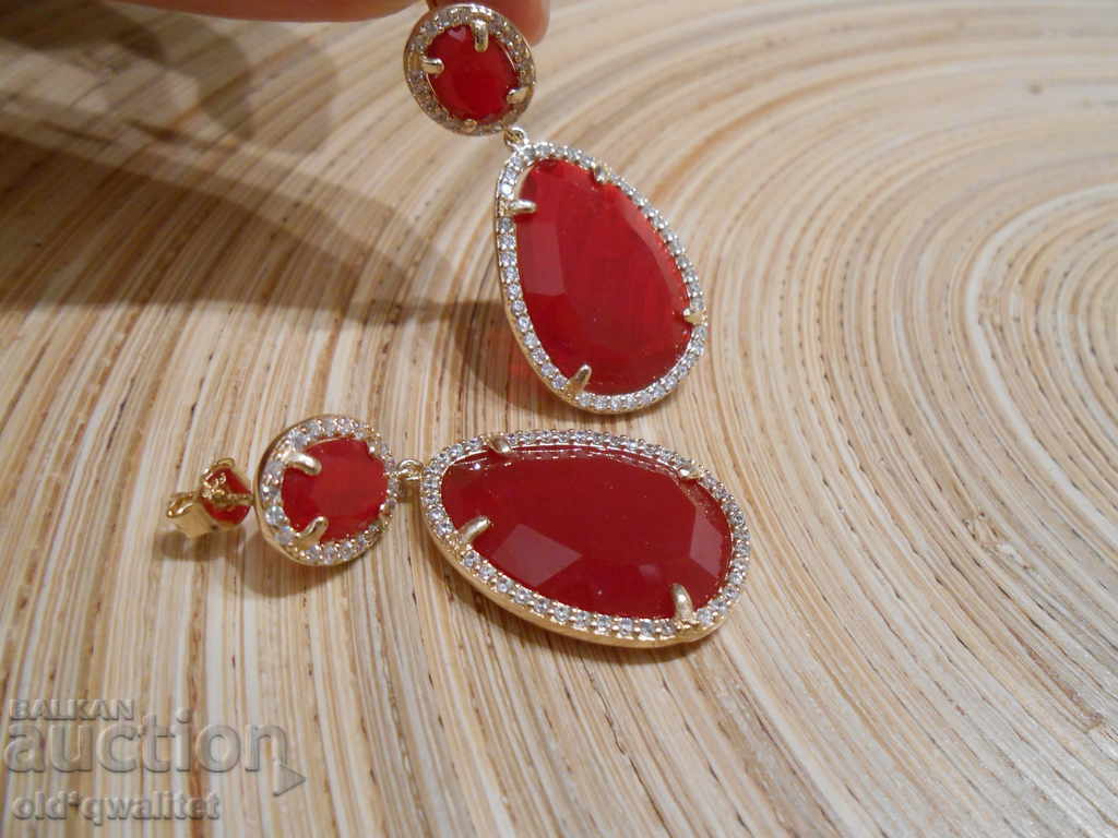 Cercei lungi din argint cu placare cu aur, Argint 925 - 7