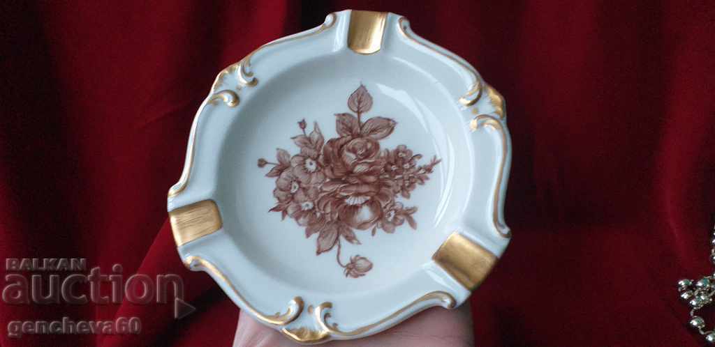 Ashtray with decorated gold, "Rose" - Bavaria, signature