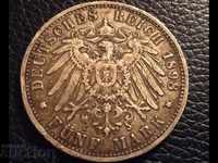 Германия Прусия 5 марки 1898 сребро