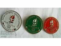 3 pieces Badge Winter Olympics Albertville 1992, team Bulgaria