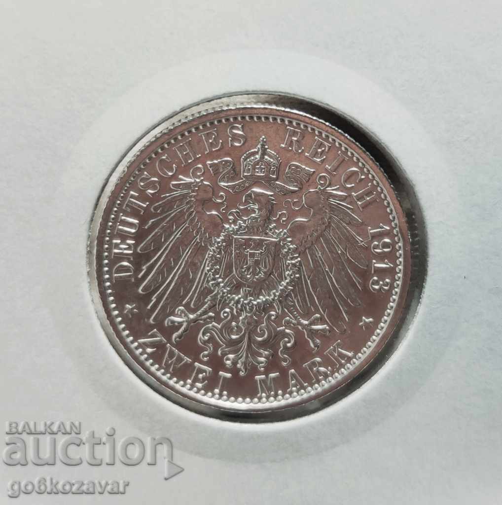 Germania Prusia 2, timbre 1913 Argint! cu preț € 55.00 | 107.57 BGN