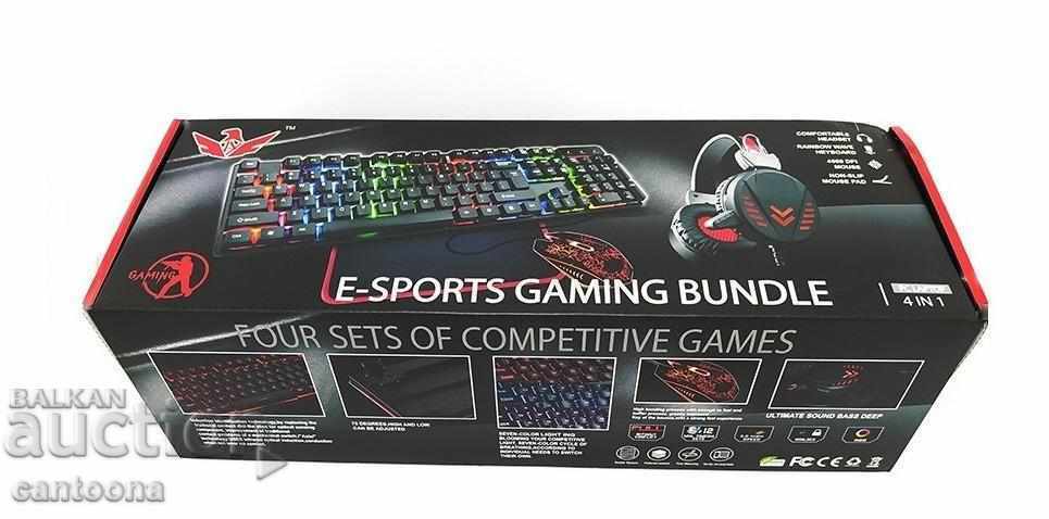 Gaming set E-SPORTS for PC, 4 parts, LED lights