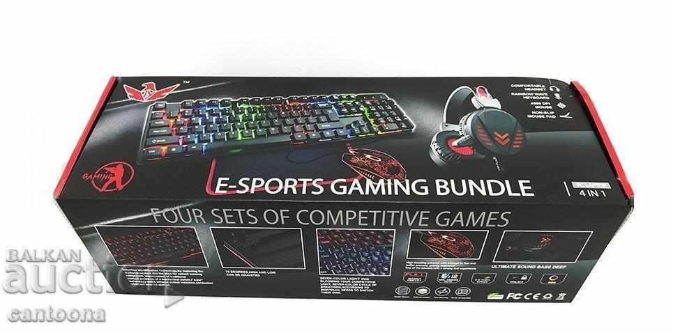 Set de jocuri E-SPORTS pentru PC, 4 piese, lumini LED