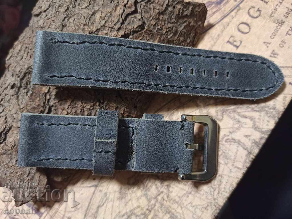 Leather watch strap 24mm Genuine leather by hand 765 - 7 Leather watch strap 24mm Genuine leather by hand 765 - 7