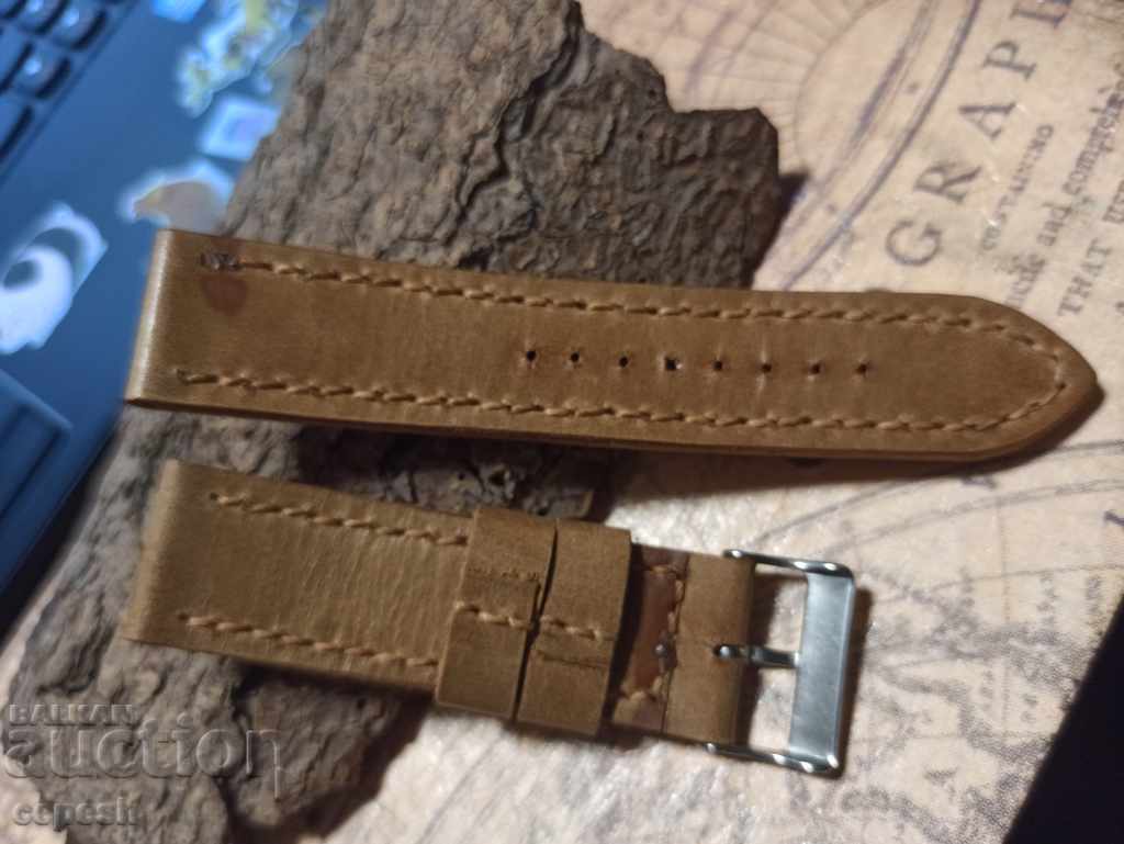 Leather watch strap 22mm Genuine leather by hand 775 - 7 Leather watch strap 22mm Genuine leather by hand 775 - 7