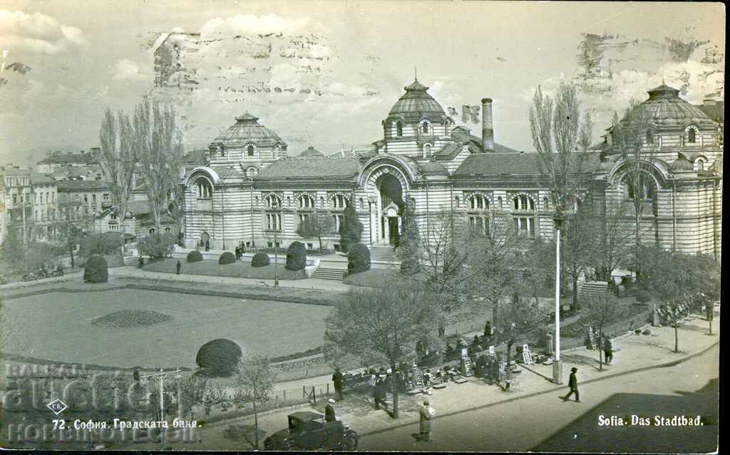 CARD DE CĂLĂTORIE SOFIA CITY BATH către BELGIA - 1931