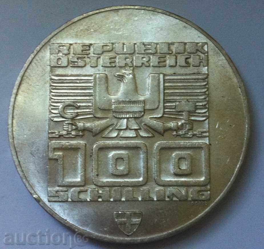 100 шилинга сребро Австрия 1976 - сребърна монета