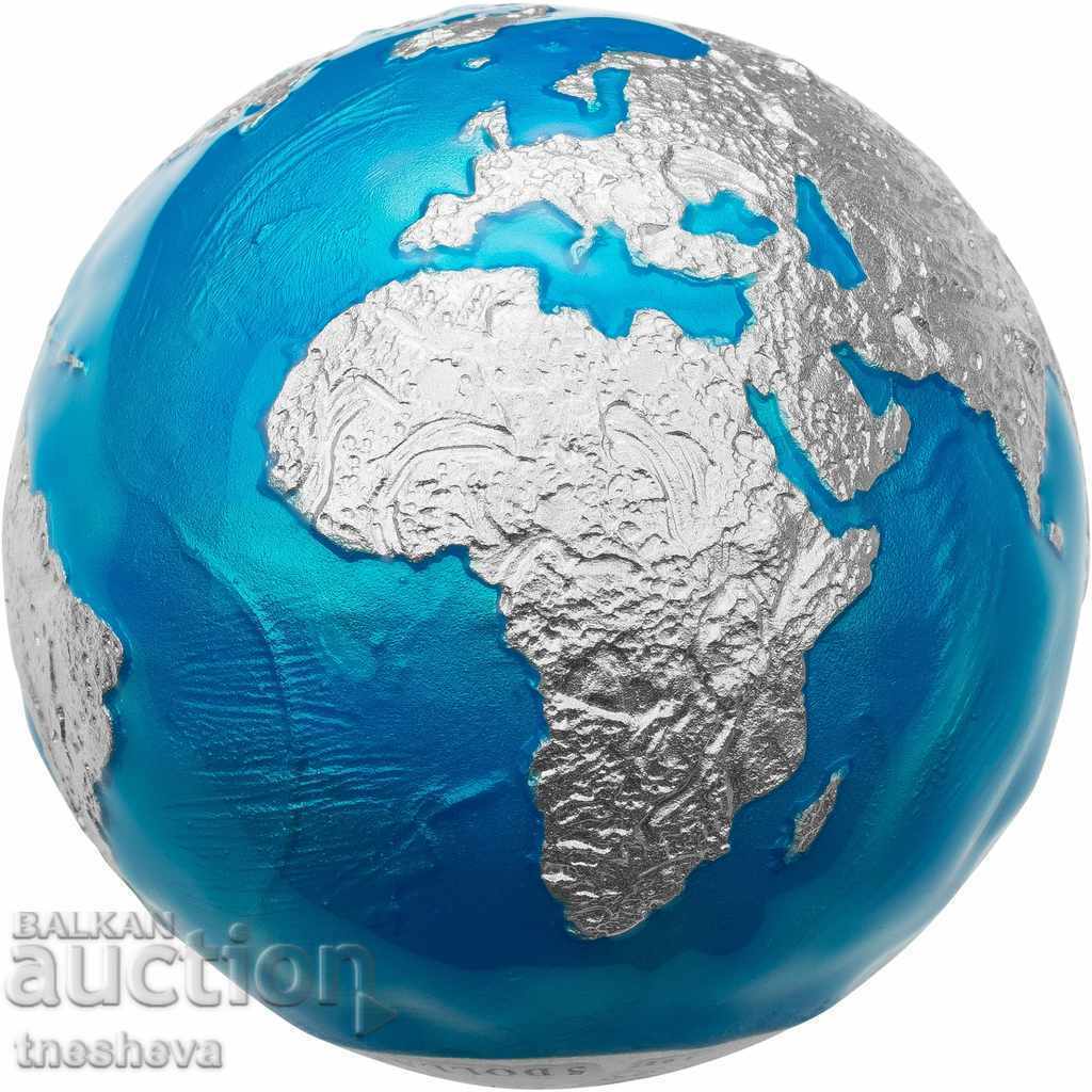 Silver 3 Oz Marble Blue Earth - COLOR + CERTIFICATE with price 1690.00 BGN | € 864.08