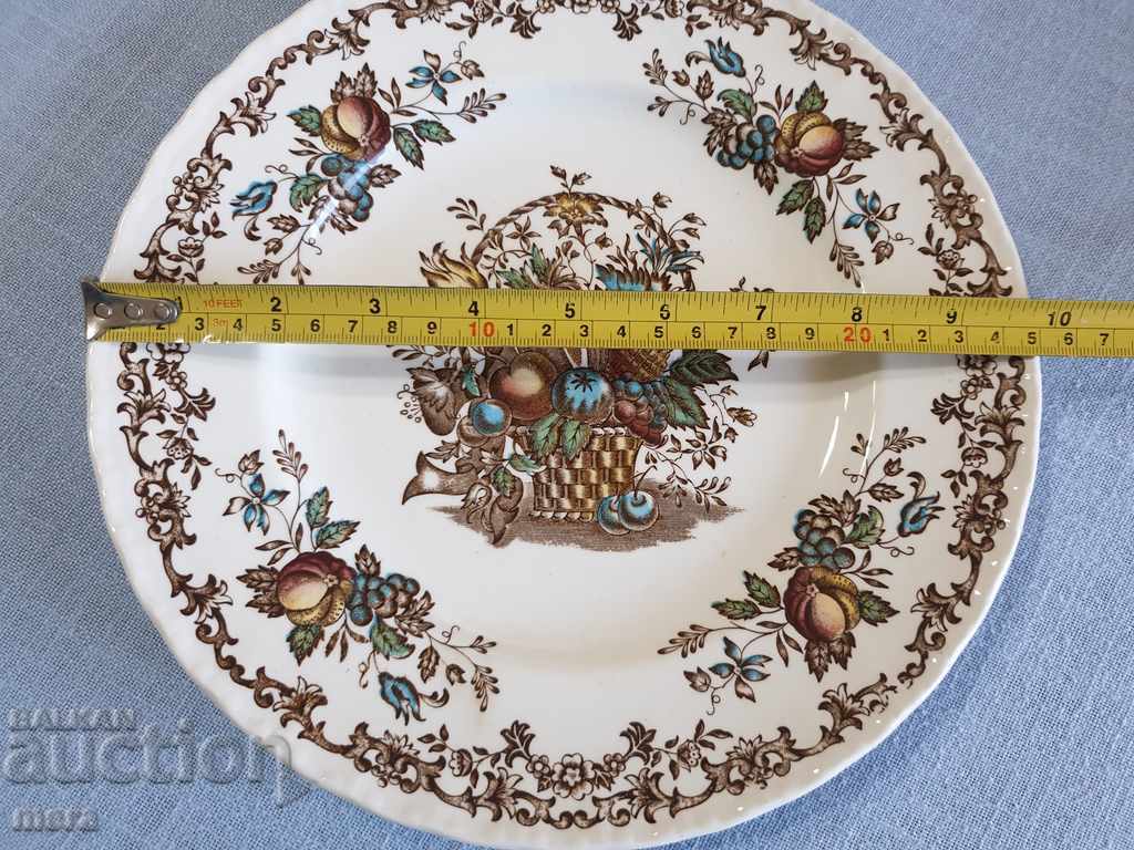 Auction Porcelain plate-fruits & flowers made by royal tudor front Auction Porcelain plate-fruits & flowers made by royal tudor front