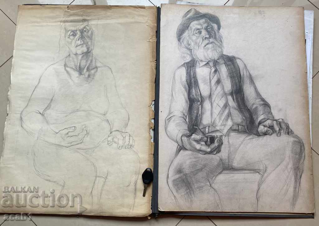 Auction  Sketch an old man with a pipe
